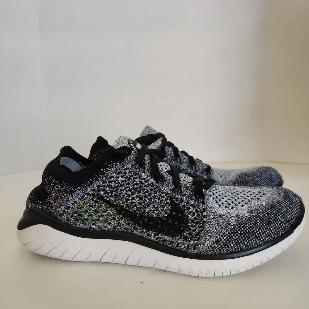 Nike Womens WMNS Free RN Flyknit 2018 942839 101 - Size 8 White/Black